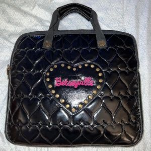 Betsey Johnson Betseyville Black Pleather Laptop Bag - Fits 15" MacBook Pro